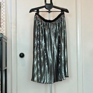 Hayden Metallic Silver Pleated Skirt